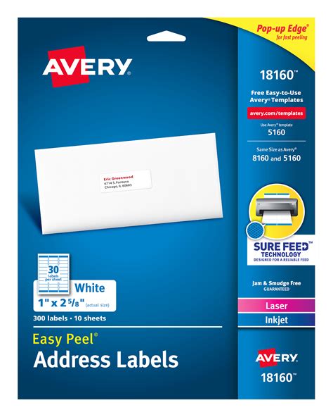 Avery Easy Peel Address Labels 300 Labels (18160) | Avery.com