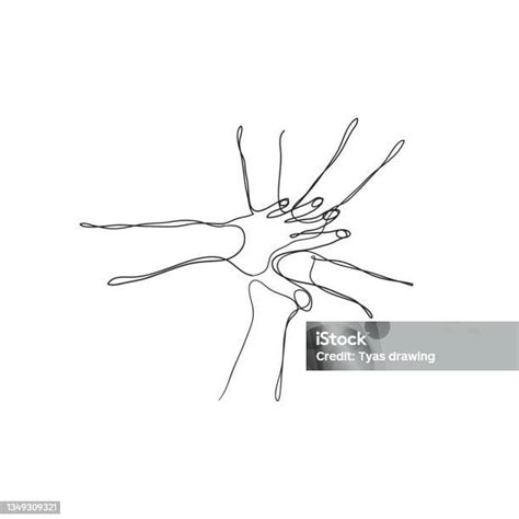 Tangan Yang Digambar Tangan Saling Memegang Simbol Tangan Untuk Kerja