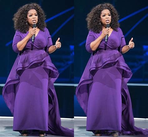 New Oprah Winfrey Formal Evening Dresses Tiered Skirts Sexy V Neck 34 Long Sleeve Ruffles