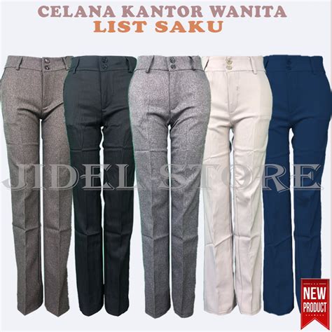 Jual Celana Kantor Wanita Kerja List Saku Ukuran S L Bahan Gabardine