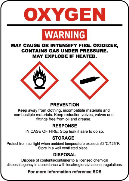 Oxygen Hazardous Warning Sign - Save 10% Instantly