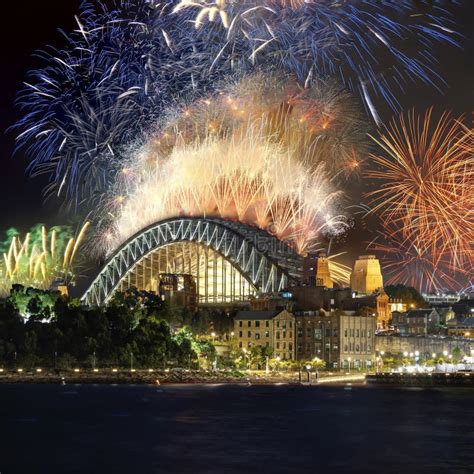 Sydney Harbour Bridge New Years Eve Fireworks Colourful Nye Fire Works