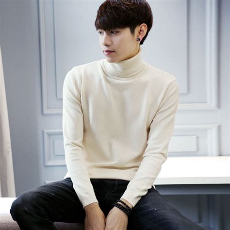 2016 New Fall Fashion Men Round Neck Turtleneck Sweater Korean Version