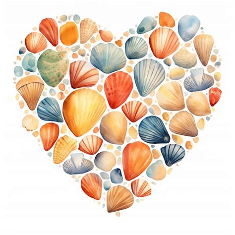 Premium Photo Retro Beach Heart Watercolor Clipart