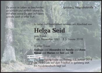 Traueranzeigen Von Helga Seid Schwarzw Lder Bote Trauer