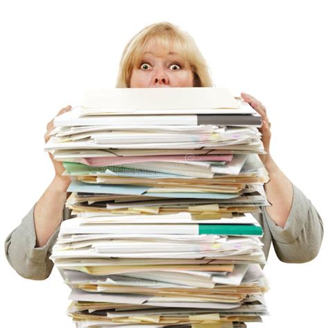 Woman With Stack Of Papers Royalty Free Stock Photos Image 19642138