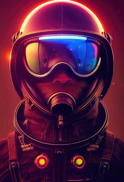 Portrait D Un Pilote Futuriste Fictif Dans Un Casque D Aviation Et Une