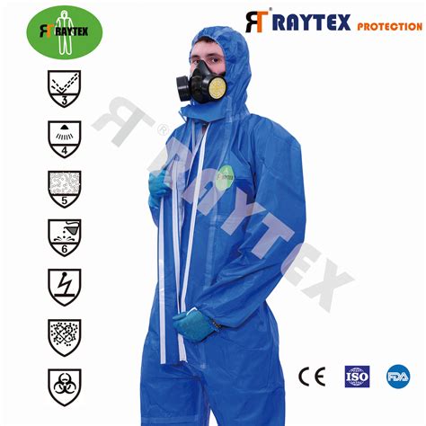 Sms Pe Coverall G Raychem Disposable Microporous Coverall Dust