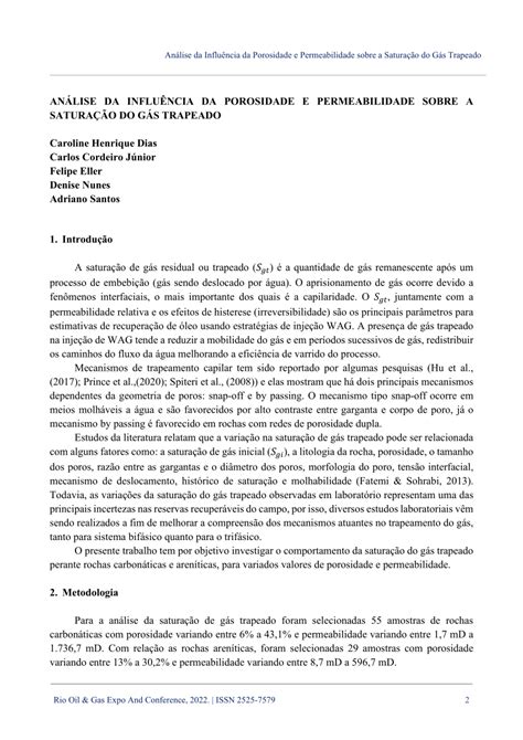 Pdf Analysis Of The Influence Of Porosity And Permeability On Trapped