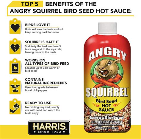 Harris Angry Squirrel Bird Seed Hot Sauce 8oz Pf Harris