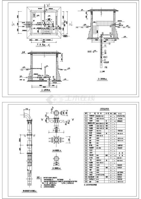 半地下式深井潜水泵房井室工艺布置cad图纸设计其他工艺图土木在线