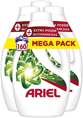 Ariel Detergente Lavadora Líquido 160 Lavados 4 x 40 con Poder Extra