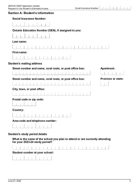 Fillable Online Osap Application Update Request To Use Fax