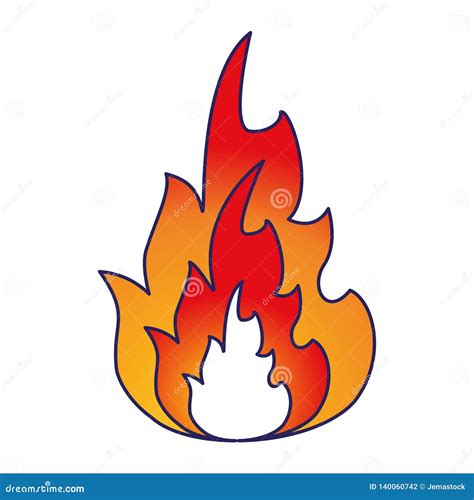 Fire Flamme Symbol Blue Lines Stock Vector Illustration Of Hell