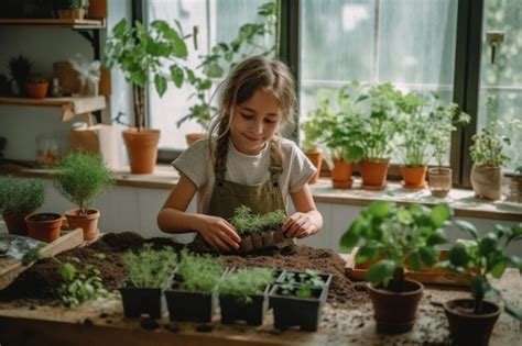 Premium Ai Image Photo Of Girl Replanting Green Pasture In Home