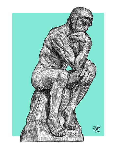 Thinker Statue Drawing