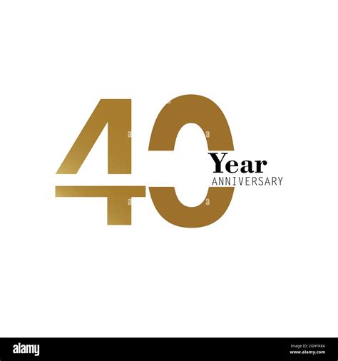 40 Year Anniversary Logo Vector Template Design Illustration Gold And White Stock Vector Image