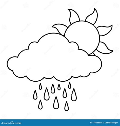 Summer Sun With Rain Stock Illustration Illustration Of Burn