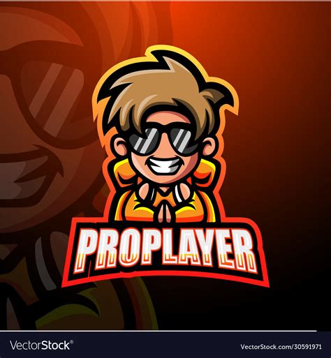 pro player mascot esport logo design royalty  vector