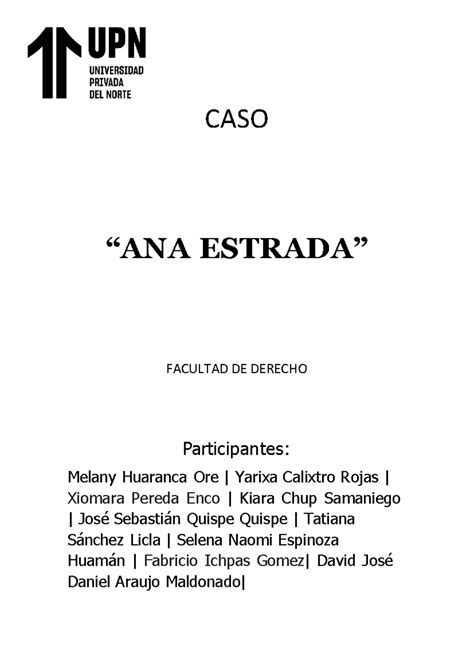 CASO ANA Estrada Son Mis Apuntes Espero Les Sirva CASO ANA ESTRADA