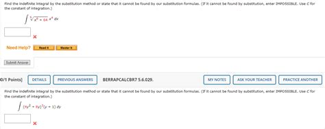 Solved Find The Indefinite Integral By The Substitution Chegg