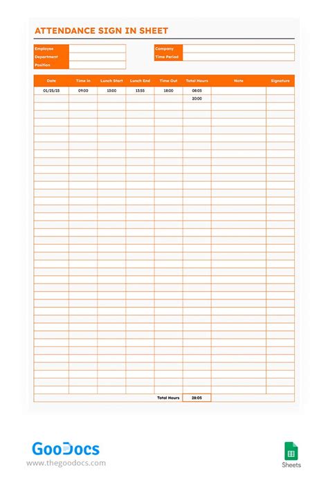 Excel Sign Up Sheet Template