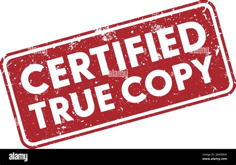 Grungy Red Certified True Copy Rubber Stamp Isolated On White Vector