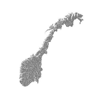 Map Of Norway With Lakes And Rivers. Stock Clipart | Royalty-Free ...