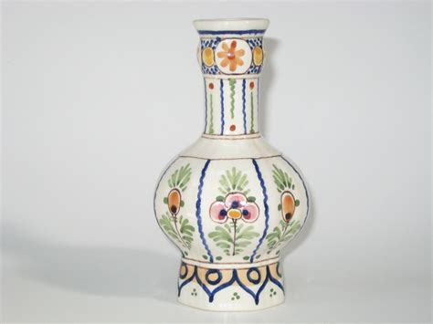 Polychrome Delft De Delftse Pauw Octagonal Cabinet Vase Vintage