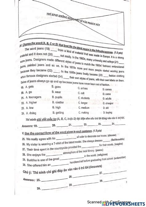 Sample Test 4 Worksheet Live Worksheets