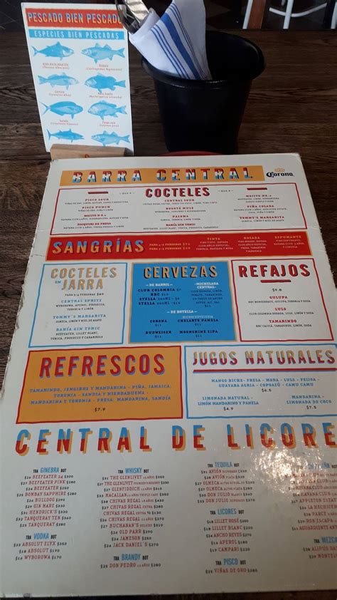 Menu At Central Cevicheria Restaurant Bogot Cra