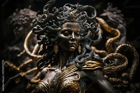 Black and gold statue of Greek sculpture, Medusa - Generated by ...