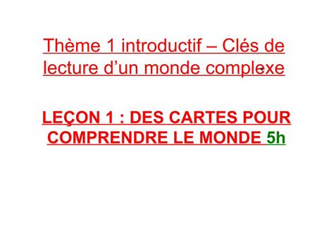 PDF Thème 1 introductif Clés de lecture dun monde complexe