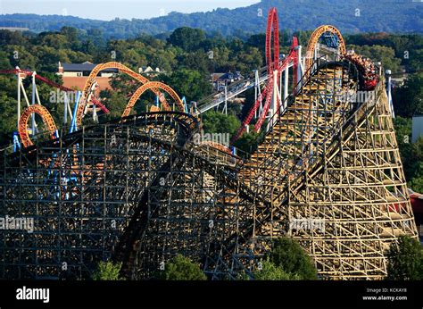 View Of Hersheypark With Roller Coasters Hershey Pennsylvania USA Stock