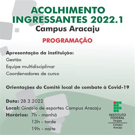 Acolhimento Abrir O Retorno Do Calend Rio Acad Mico Presencial Ifs