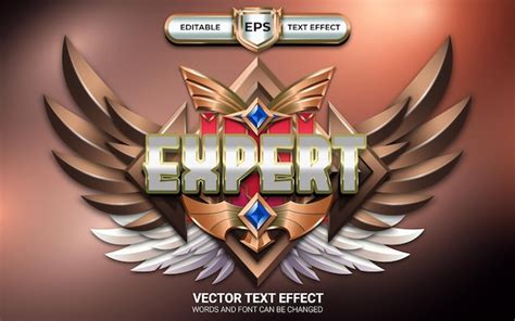 Premium Vector | Expert 3d editable text effect with winged emblem