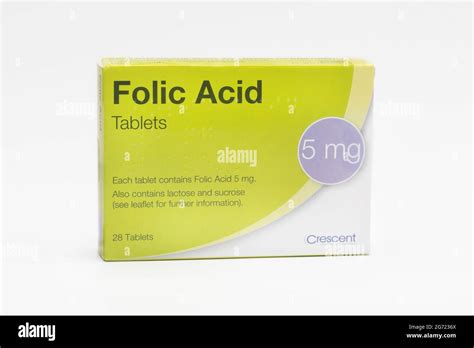 A Packet Of Mg Crescent Folic Acid Tablets Stock Photo Alamy