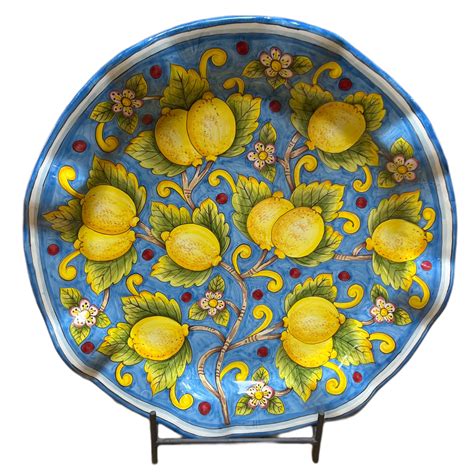 Tuscan Platter Blue With Lemons Italian Pottery Outlet