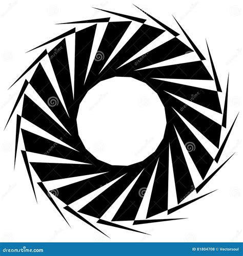 Circular Geometric Shape. Abstract Monochrome Spiral Element. Vector ...