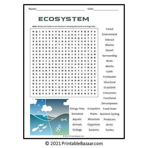 All About Ecosystem Word Search Puzzle Made By Teachers