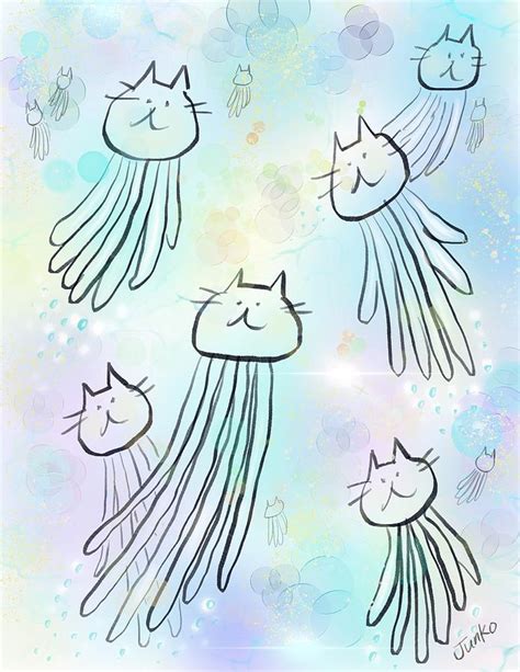 Jellyfish Cats Digital Art By Junko Fine Art America