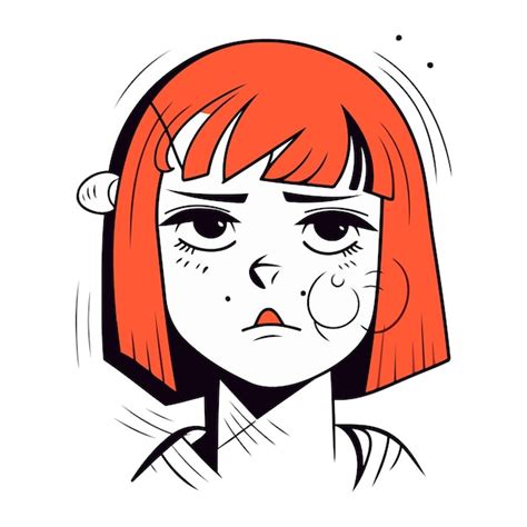 Vector Illustration Of A Sad Girl With Red Hair On A White Background Premium Ai Generated Vector