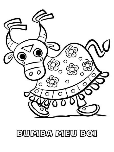 Desenhos de Bumba Meu Boi para Imprimir e Colorir