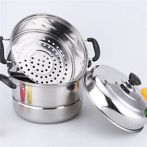 Stainless 28cm Steel Steamer Cookware Multi Functional 3 Layers Lazada PH