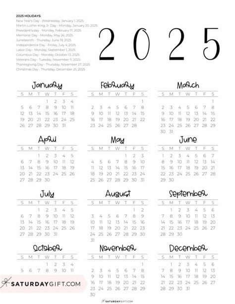 Free Printable 2025 Yearly Calendar Portrait Genni Jolynn