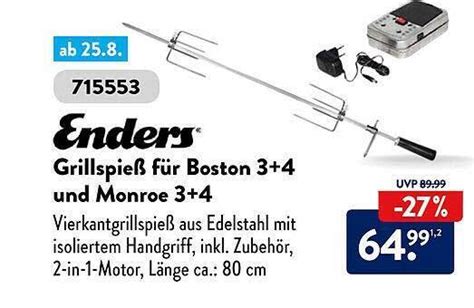 Enders grillspieß für boston 3 4 und monroe 3 4 Angebot bei Aldi Süd