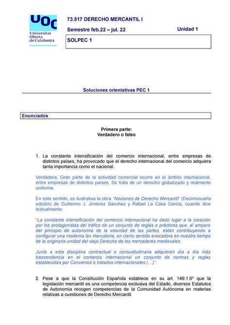 Solpec 1 PEC1 Completa De La Asignatura De Derecho Mercantil I 73