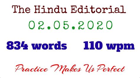 The Hindu Editorial Wpm Nd May Shorthand Dictation Youtube