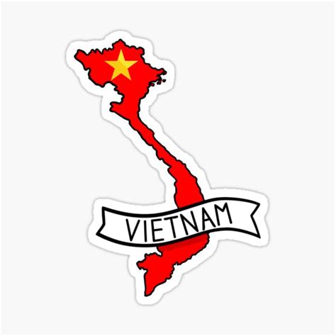 Vietnam Flag Map Sticker Sticker For Sale By Drawingvild Redbubble