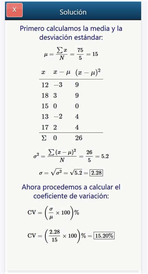 Calculadora Coeficiente De Variaci N Paso A Paso F Rmula Y Ejemplos